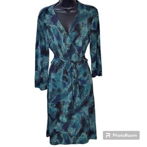 Kenneth Cole wrap dress SZ L Blue pattern
